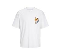 JACK & JONES Jortokyo Market Tee SS Crew Neck Tg T-Shirt, Bianco Brillante/Stampa: Script Nero, M Uomo
