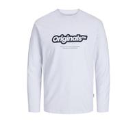 JACK & JONES Jorvesterbro Newton Branding Tee LS CN T-Shirt, Bianco Brillante/Stampa: scansione, S Uomo