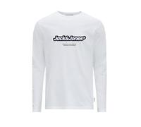 JACK & JONES Jorvesterbro Newton Branding Tee LS CN T-Shirt, Bianco Brillante/Stampa: Sì, M Uomo