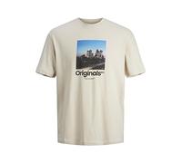 JACK & JONES Jorvesterbro Photo Ss Tee Crew Neck Sn, T-Shirt, Grigio (Moonbeam), L Uomo