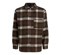 Jack & Jones Jorzac Overshirt a Quadri LS Noos Polo, Marrone Cioccolato, S Uomo