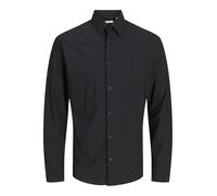 JACK & JONES Jprblaactive-Maglietta Elasticizzata L/S SN Camicia Casual, Black/Fit: Slim Fit, L Uomo