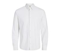 JACK & JONES Jprblaactive-Maglietta Elasticizzata L/S SN Camicia Casual, White/Fit: Slim Fit, S Uomo