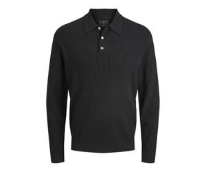 JACK & JONES Jprblaedgar Knit Polo LS, Nero, XS Uomo
