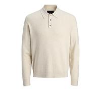 JACK & JONES Jprblaedgar Knit Polo LS, Rivestimento Argento, L Uomo