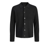 Jack & Jones Premium - Cardigan nero a coste con colletto XS