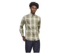 JACK & JONES Jprblubrook Slub Check Shirt L/S Camicia a Maniche Lunghe, Olive Night. vestibilità: vestibilità Comoda, L Uomo