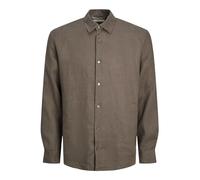 JACK & JONES Jprcclawrence Linen-Maglietta L/S SN Camicia a Maniche Lunghe, Falcon/Fit: vestibilità Rilassata, L Uomo