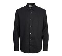 JACK & JONES Jprcclawrence Linen-Maglietta L/S SN Camicia Casual, Onice Nera/vestibilità: vestibilità Rilassata, S Uomo