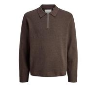 JACK & JONES Jprccmilano Stitch Knit Zip Polo Sn Marrone Delicioso XL