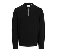JACK & JONES Jprccmilano Stitch Knit Zip Polo SN, Nero, M
