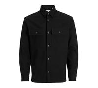 JACK & JONES Jprrayle Melange Solid L/S Overshirt SN, Nero, M Uomo