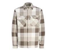 JACK & JONES Jprraymond Melange Check LS Overshirt SN Camicia a Maniche Lunghe, Noce/vestibilità: Comfort Fit, M Uomo