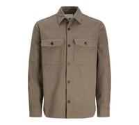 JACK & JONES Jprraymond Melange Solid LS Overshirt SN Camicia a Maniche Lunghe, Grigio Carbone/vestibilità: vestibilità Confortevole, S Uomo