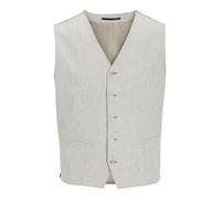 JACK & JONES Jprriviera Linen Waistcoat Gilet per Abito, Timber Wolf/Checks: Slim Fit, 46 Uomo