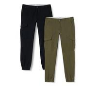 JACK & JONES Jpstmarco Jjjoe Cuffed 2 Pezzi MP Pantaloni, Black/Pack:Olive Night, 32W x 30L Uomo