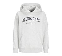 JACK&JONES JUNIOR JJECALEB Varsity Sweat Hood SN Jnr Felpa con Cappuccio, White Melange/Fit:Loose, 128 Bambino