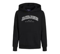 JACK&JONES JUNIOR JJECALEB Varsity Sweat Hood SN Jnr, Felpa con Cappuccio Bambino, Black/Fit:Loose,