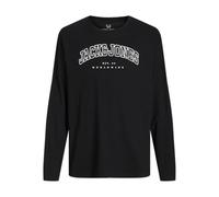 JACK&JONES JUNIOR Jjecaleb Varsity Tee LS O-Neck Jnr Maglietta a Maniche Lunghe, Black/Fit: Loose, 128 Bambini e Ragazzi