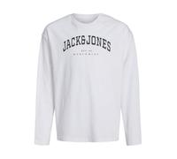 Jack&Jones Junior JJECALEB Varsity Tee LS O-Neck SN MNI, Bianco/vestibilità: Larga, 128 cm