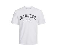 JACK&JONES JUNIOR JJECALEB Varsity Tee SS O-Neck SN Jnr T-Shirt, White/Fit:Loose, 140 Bambino