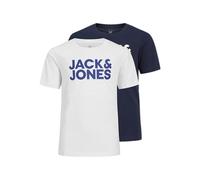 JACK&JONES JUNIOR Jjecorp Logo Tee Crew Neck 2pk Jnr, T Shirt Bambini E Ragazzi, Blazer/Pack:navy Large Print + White, 176