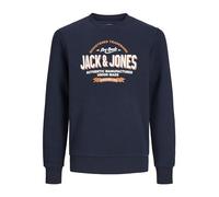 JACK&JONES JUNIOR JJELOGO Sweat Crew 2 col 24/25 Noos Jnr Maglia di Tuta, Navy Blazer/Print:White + MARMELADE, 152 Bambino