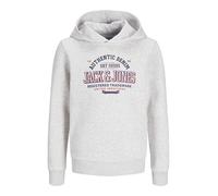 JACK&JONES JUNIOR JJELOGO Sweat Hood 2 col 24/25 Noos Jnr Felpa con Cappuccio, White Melange/Print:Navy Blazer + True Red, 164 Bambino
