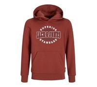 JACK&JONES JUNIOR JJELOGO Sweat Hood 2 col 24/25 Noos MNI, Felpa con Cappuccio Bambino, Red Ochre/Print:White + Navy Blazer,