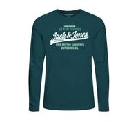 JACK&JONES JUNIOR JJELOGO Tee LS O-Neck 2 col Noos MNI, Maglia a Maniche Lunghe Bambino, Deep Teal/Print:White + Winter Green,