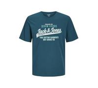 JACK&JONES JUNIOR JJELOGO Tee SS O-Neck 2 col Noos MNI, T-Shirt Bambino, Deep Teal/Print:White + Winter Green,