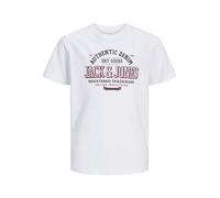 JACK&JONES JUNIOR JJELOGO Tee SS O-Neck 2 col S Noos Jnr, T-Shirt Bambino, White/Print:Navy Blazer + True Red,