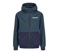 JACK&JONES JUNIOR JJERUSH Hood Bomber Noos Jnr, Magical Forest/Detail:Navy Blazer/Nautical Blue Blocking, 152 Bambino