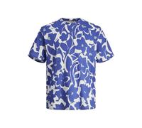 JACK&JONES JUNIOR Jormarbella AOP Tee SS Crew Neck Jnr T-Shirt, Cloud Dancer/AOP:AOP W Blue, 140 cm Bambini e Ragazzi