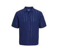 JACK & JONES Knit Jorparos-Polo in Maglia Easter SS Crochet, Ocean Cavern, S Uomo