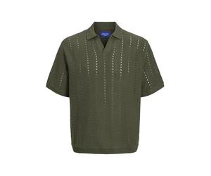 JACK & JONES Knit Jorparos-Polo in Maglia Easter SS Crochet, Olive Night, M Uomo