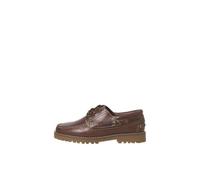 JACK & JONES Leather Boat Shoe, Jfwbrooklyn-Scarpe da Barca in Pelle Uomo, Cognac, 45 EU