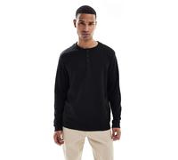 Jack & Jones - Maglia serafino a maniche lunghe nera testurizzata-Nero M