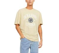 JACK & JONES Maglietta con Scollo Rotondo Stampata, Paglia Italiana, L