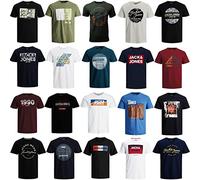 JACK & JONES Maglietta da uomo, 3/6 e 9 pezzi, misto cotone, girocollo, multicolore, S