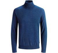 JACK & JONES Maglione a Collo Alto, Blu (Insignia Blue/Twisted with Black)., L