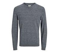 Jack & Jones - Maglione da Uomo Jjebasic con Scollo a V Grigio (Navy Blazer Dettagli: Twisted with Jet Stream). XL