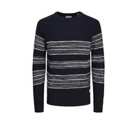 JACK & JONES Maglione Lavorato a Maglia, Tinta Unita, Navy Blazer/Stripes:Cloud Dancer, XXL