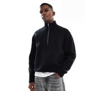 Jack & Jones - Maglione oversize spesso nero con zip a 1/4 XL
