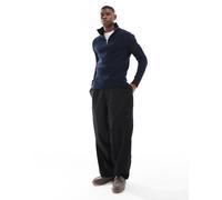 Jack & Jones - Maglione pesante blu navy a coste con zip corta XXL