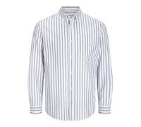 JACK & JONES Uomo Camicia Tinta Unita Taglie Forti Basic Manica Lunga Maglia Business JJEOXFORD, Colore:Bianco-Blu, Taglia:7XL