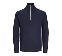 Jack & Jones - Maglione pesante blu navy a coste con zip corta XXL