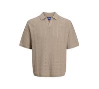 JACK & JONES Male Einfarbig Poloshirt Jorparos-Polo in Maglia Easter SS Crochet, Safari, L Uomo