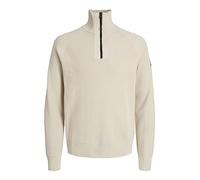 JACK & JONES Male Maglione lavorato a maglia con mezza cerniera, tinta unita, con mezza cerniera, Raggio di luna, L