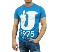 Jack & Jones Nolan Tee S/S Org 10-11-12 Slim Fit Maglietta, Blu (Blau (Mykonos Blue), XL Uomo